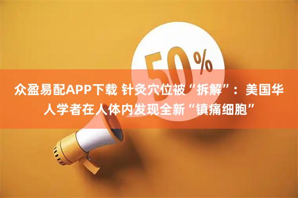 众盈易配APP下载 针灸穴位被“拆解”：美国华人学者在人体内发现全新“镇痛细胞”